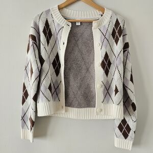 Women's Argyle Cardigan Sweater